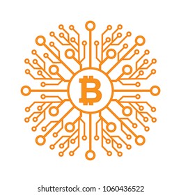 Bitcoins flat icon for infographics, mobile apps and websites. Digital currency technology.