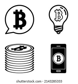 Bitcoins, flat auf weißem Hintergrund