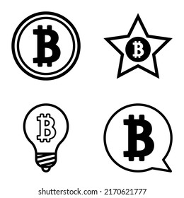 Bitcoins Flat Icon Set Isolated On White Background
