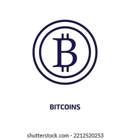 bitcoins icon from cryptocurrency collection. Thin linear bitcoins, payment, finance outline icon isolated on white background. Line vector bitcoins sign, symbol for web and mobile