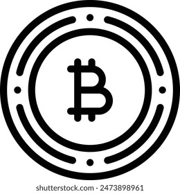 icono de bitcoins. Diseño De Estilo Lineal Delgado Aislado Sobre Fondo Blanco