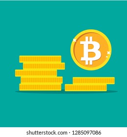 Bitcoins and New Virtual money concept.Background of Golden coin with icon letter B.Mining or blockchain technology for cryptocurrency.Vector illustration EPS 10 of Golden Bitcoin - Vector