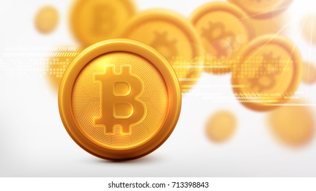 Bitcoins and New Virtual money concept.Background of Golden coin with icon letter B.Mining or blockchain technology for cryptocurrency.Vector illustration EPS 10 of Golden Bitcoin