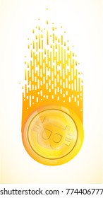Bitcoins and New Virtual money concept.Background of Golden coin with icon letter Vector illustration EPS 10 of Golden Bitcoin
