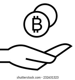 Bitcoins on hand icon