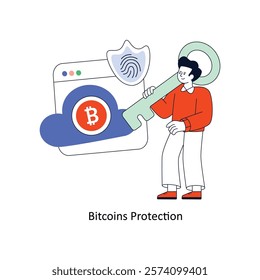 Bitcoins Protection Flat Style Design Vector illustration. Stock illustration