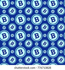 Señales De Moneda De Cripto De Patrón Sin Perjuicio En Bitcoins En Ilustración Del Vector De Fondo Azul