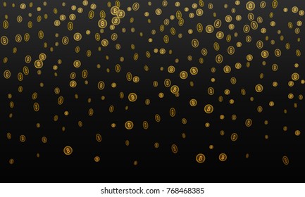 Bitcoins security business background. Bitcoin crypto mining visualization. Business wallet background, security currency exchange, vector model. Crypto virtual payment finance. Gold money trading