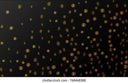 Bitcoins security business background. Bitcoin crypto mining visualization. Business wallet background, security currency exchange, vector model. Crypto virtual payment finance. Gold money trading