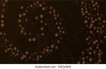 Bitcoins security business background. Bitcoin crypto mining visualization. Business wallet background, security currency exchange, vector model. Crypto virtual payment finance. Gold money trading.