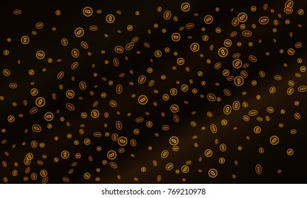 Bitcoins security business background. Bitcoin crypto mining visualization. Business wallet background, security currency exchange, vector model. Crypto virtual payment finance. Gold money trading