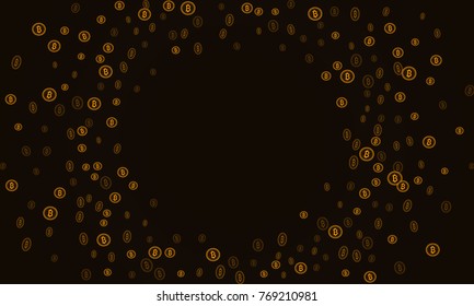 Bitcoins security business background. Bitcoin crypto mining visualization. Business wallet background, security currency exchange, vector model. Crypto virtual payment finance. Gold money trading