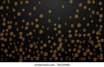Bitcoins security business background. Bitcoin crypto mining visualization. Business wallet background, security currency exchange, vector model. Crypto virtual payment finance. Gold money trading