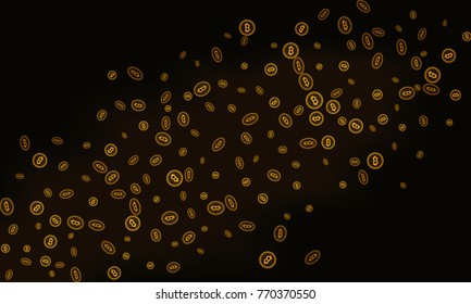 Bitcoins security business background. Bitcoin crypto mining visualization. Business wallet background, security currency exchange, vector model. Crypto virtual payment finance. Gold money trading