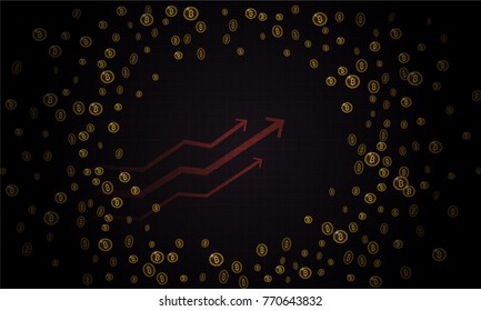 Bitcoins security business background. Bitcoin crypto mining visualization. Business wallet background, security currency exchange, vector model. Crypto virtual payment finance. Gold money trading.