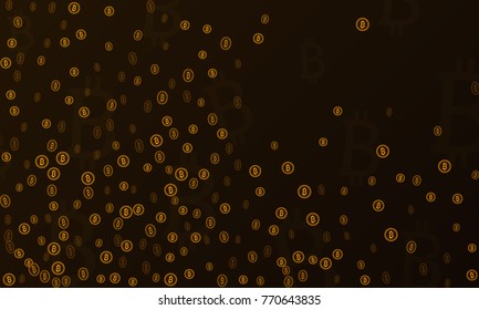 Bitcoins security business background. Bitcoin crypto mining visualization. Business wallet background, security currency exchange, vector model. Crypto virtual payment finance. Gold money trading.
