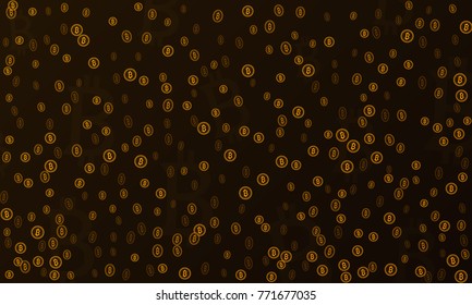 Bitcoins security business background. Bitcoin crypto mining visualization. Business wallet background, security currency exchange, vector model. Crypto virtual payment finance. Gold money trading.