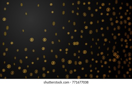 Bitcoins security business background. Bitcoin crypto mining visualization. Business wallet background, security currency exchange, vector model. Crypto virtual payment finance. Gold money trading.