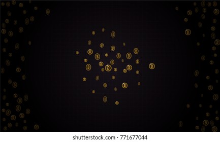 Bitcoins security business background. Bitcoin crypto mining visualization. Business wallet background, security currency exchange, vector model. Crypto virtual payment finance. Gold money trading.