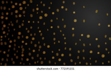 Bitcoins security business background. Bitcoin crypto mining visualization. Business wallet background, security currency exchange, vector model. Crypto virtual payment finance. Gold money trading.