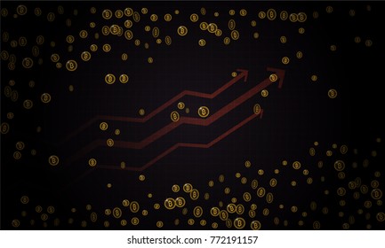 Bitcoins security business background. Bitcoin crypto mining visualization. Business wallet background, security currency exchange, vector model. Crypto virtual payment finance. Gold money trading.