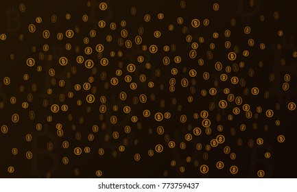 Bitcoins security business background. Bitcoin crypto mining visualization. Business wallet background, security currency exchange, vector model. Crypto virtual payment finance. Gold money trading.