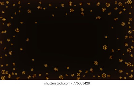 Bitcoins security business background. Bitcoin crypto mining visualization. Business wallet background, security currency exchange, vector model. Crypto virtual payment finance. Gold money trading.