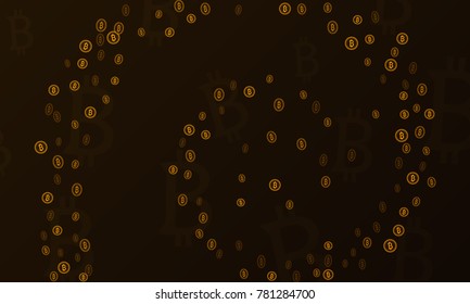Bitcoins security business background. Bitcoin crypto mining visualization. Business wallet background, security currency exchange, vector model. Crypto virtual payment finance. Gold money trading.