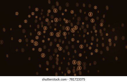 Bitcoins security business background. Bitcoin crypto mining visualization. Business wallet background, security currency exchange, vector model. Crypto virtual payment finance. Gold money trading.