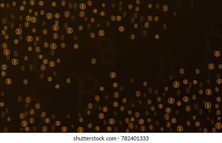 Bitcoins security business background. Bitcoin crypto mining visualization. Business wallet background, security currency exchange, vector model. Crypto virtual payment finance. Gold money trading.