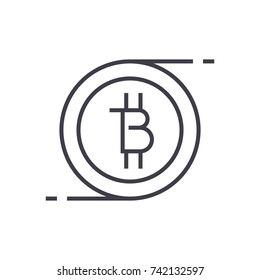 bitcoins technology linear icon, sign, symbol, vector on isolated background