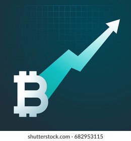 bitcoins upward trend graph arrow rising up
