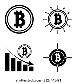 Bitcoins1-2 Conjunto De Iconos Planos Aislados En Fondo Blanco