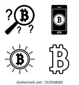 Bitcoins1-2 Conjunto De Iconos Planos Aislados En Fondo Blanco