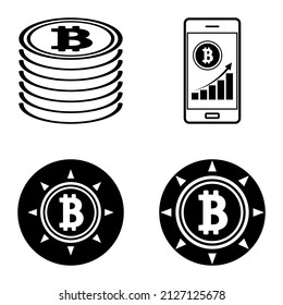 Bitcoins1-2 Flat Icon Set Isolated On White Background