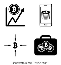 Bitcoins1-2 Flat Icon Set Isolated On White Background