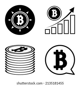 Bitcoins1-2 Conjunto De Iconos Planos Aislados En Fondo Blanco