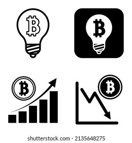 Bitcoins1-2 Conjunto De Iconos Planos Aislados En Fondo Blanco