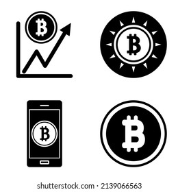 Bitcoins1-2 Flat Icon Set Isolated On White Background