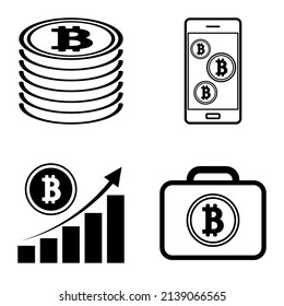 Bitcoins1-2 Flat Icon Set Isolated On White Background