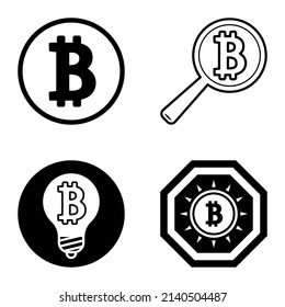 Bitcoins1-2 Conjunto De Iconos Planos Aislados En Fondo Blanco