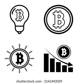 Bitcoins1-2 Flat Icon Set Isolated On White Background