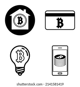 Bitcoins1-2 Flat Icon Set Isolated On White Background