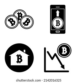 Bitcoins1-2 Conjunto De Iconos Planos Aislados En Fondo Blanco