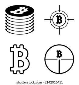 Bitcoins1-2 Flat Icon Set Isolated On White Background