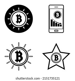 Bitcoins1-2 Flat Icon Set Isolated On White Background