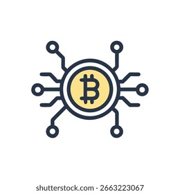 bitcoin-símbolo ícone vetor estilo de ilustração