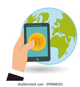 Bitcon icon design, vector illustration