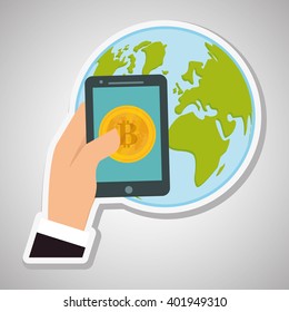 Bitcon icon design, vector illustration