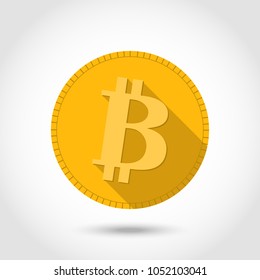 Bitcon icon flat design.Cryptocurrency.Virtual money illustration cartoon
